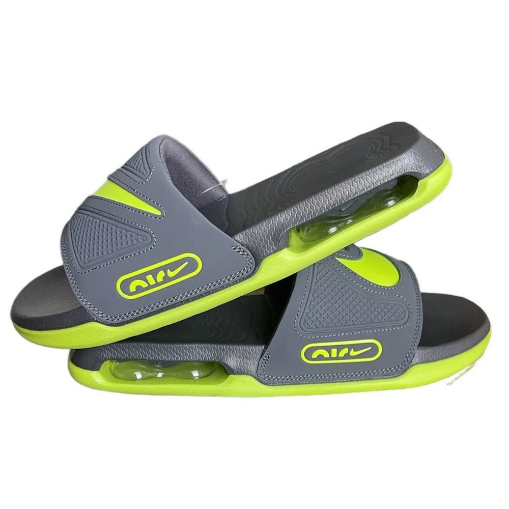 Nike Air Max Cirro Slides DC1460-003 Grey / Volt Sizes Men's 9 Wmns 10 - Picture 1 of 10